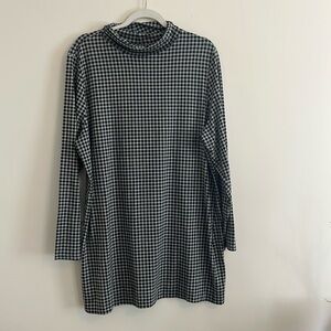 J.Jill‎ Luxe Supima Turtleneck Tunic Cotton Modal Check  Gray Black XL Casual